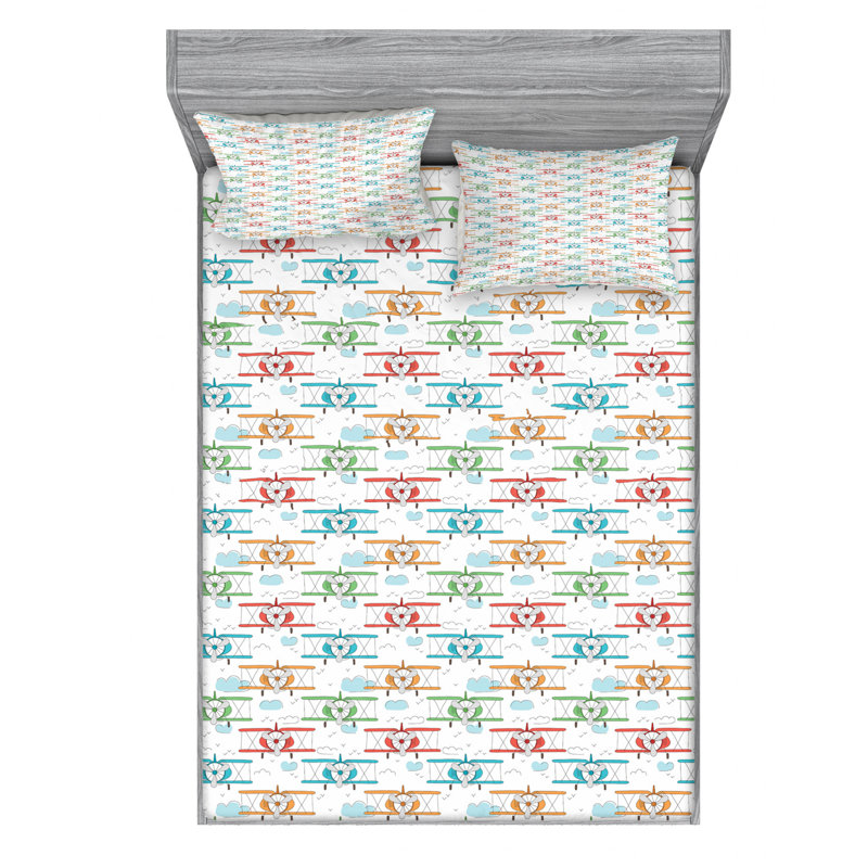Airplane Microfiber Sheet Set, Full/Double Sheet Set with Fitted Sheet