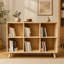 Étagère de rangement en bois massif à 6 cubes, bibliothèque ouverte autoportante avec pieds, rangement à cubes naturel