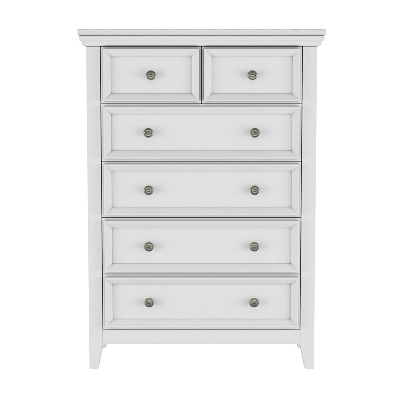 Commode 6 tiroirs Farmhouse, grande commode rustique avec boutons en métal antique, rangement en bois pour la chambre à coucher, le vestibule ou le salon