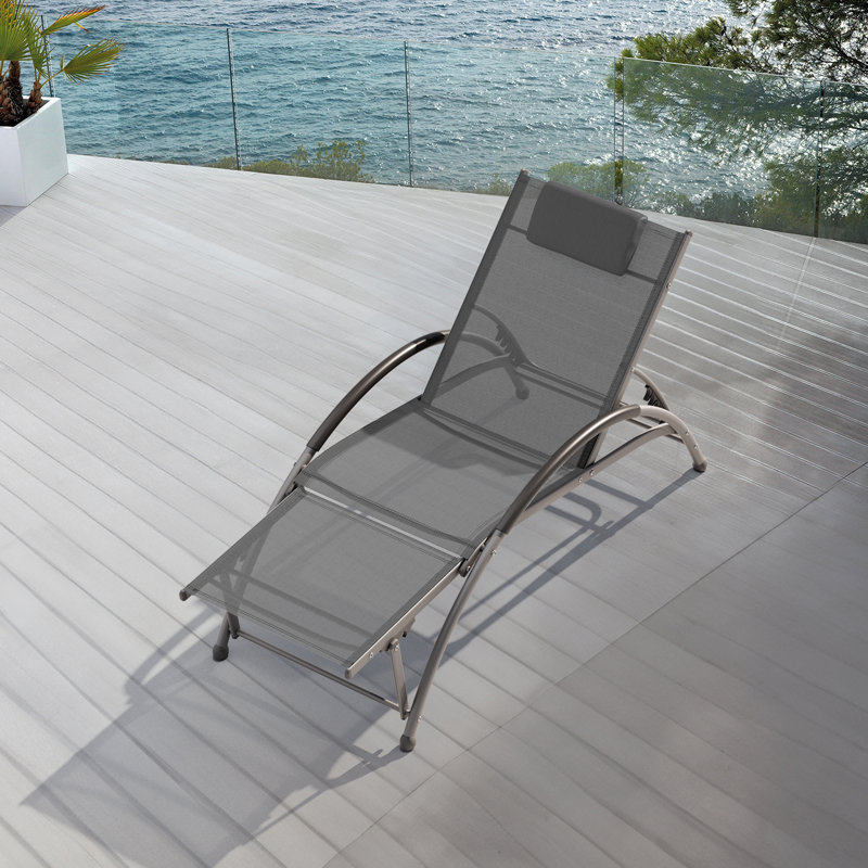 Chaise longue d'extérieur en aluminium, Gris