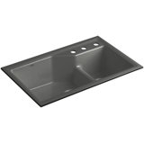 Indio® 33" L x 21.125" W Double Basin Undermount Kitchen Sink with Accessories