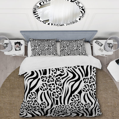 Zebra and Leopard Mix Pattern I Polyester Animal Print Duvet Cover Set