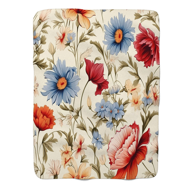 Vivid Florals - Couverture de qualité supérieure 1 pièce, Grand lit