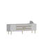 Meuble télé 59,1 po x 19,0 po x 13,8 po Catena Modern White and Gold | Panneau de particules revêtu de mélamine à 100%, conception murale | Mobilier élégant et durable pour le salon, concept contemporain de couleur unie-108199854