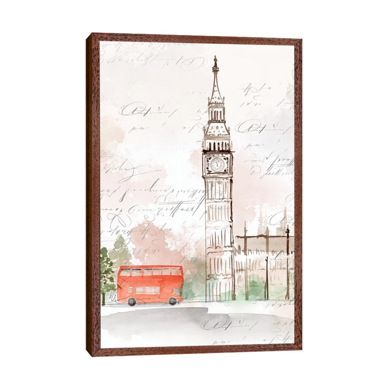 Big Ben London by Isabelle Z - Print on Canvas, 66.04 cm H x 45.72 cm W, Classic Brown Wood Framed