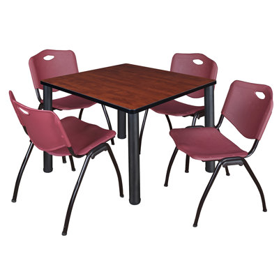 Kee Square Breakroom Table Top, 4 M Stack Chairs by Inbox Zero