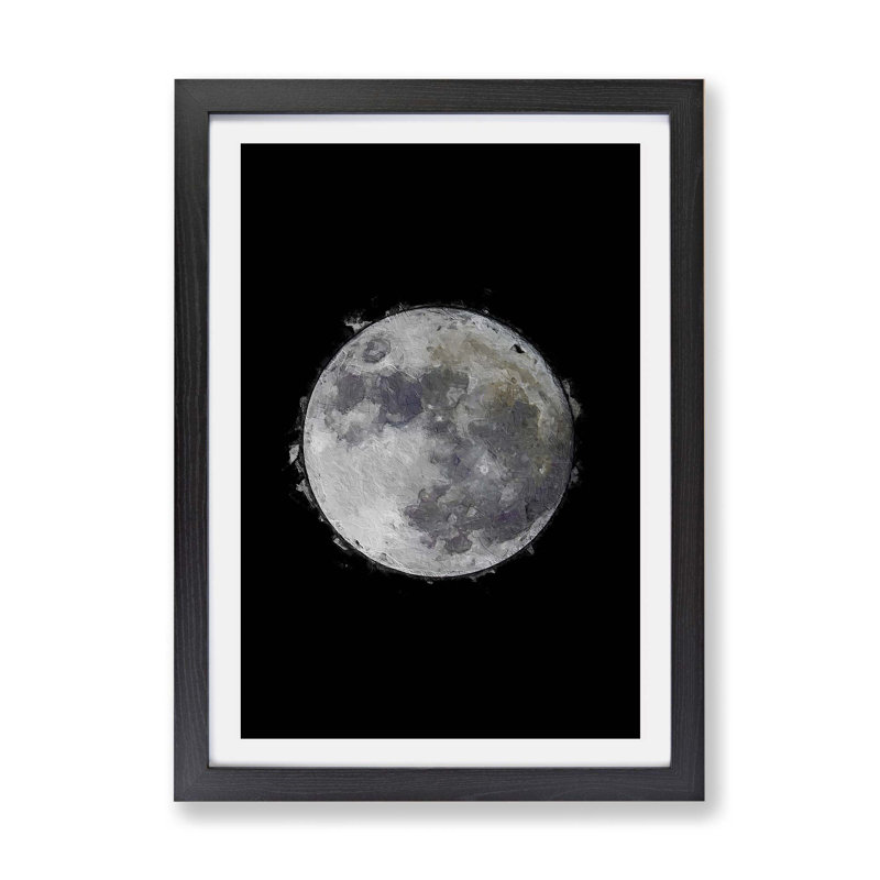 The Beauty Of The Moon - Single Picture Frame Painting, Black, 24cm H x 33cm W x 2cm D