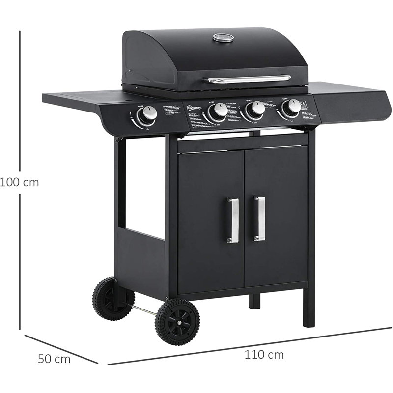 Barretti Dakota Fields 3 - Burner Freestanding Natural Gas 11000 BTU BTU Gas Grill with Side Burner and Cabinet