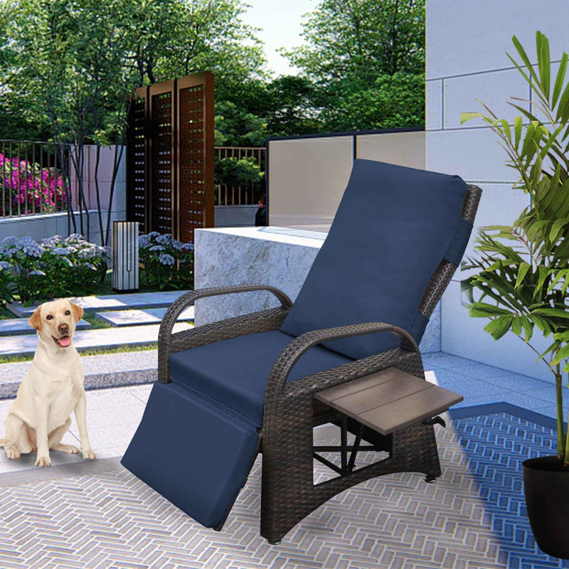 Alsancak Upholstered Recliner, Blue Fabric