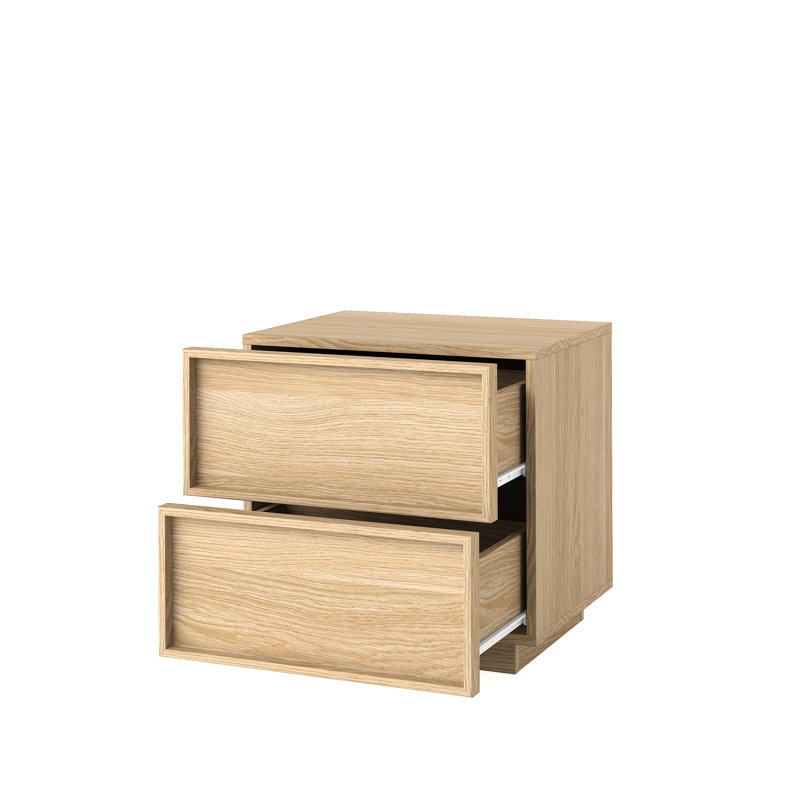 Table de chevet en bois 18,9 po avec 2 tiroirs, Chêne