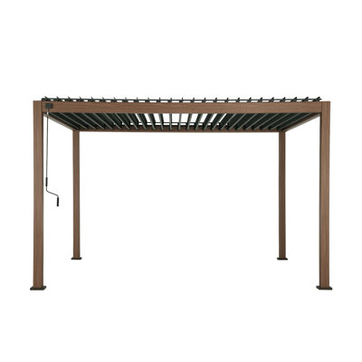 Pergola en aluminium ébène brun avec persienne réglable 111S Takasho