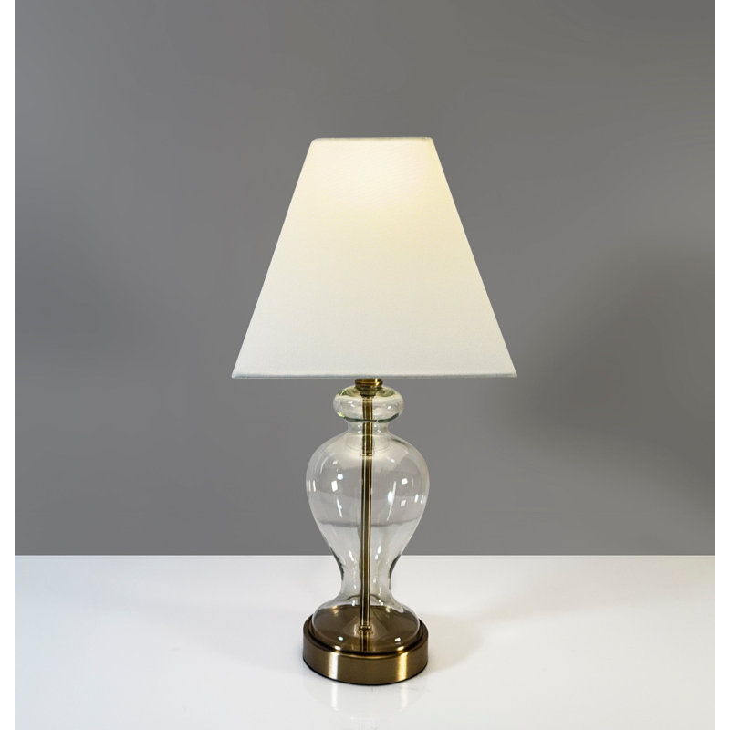 Brass Glass Urn Table Lamp- Blue Shade