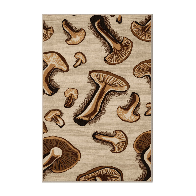 Washable Maitake Mushroom Vegetables Area Rug, Rectangle 5' x 8'