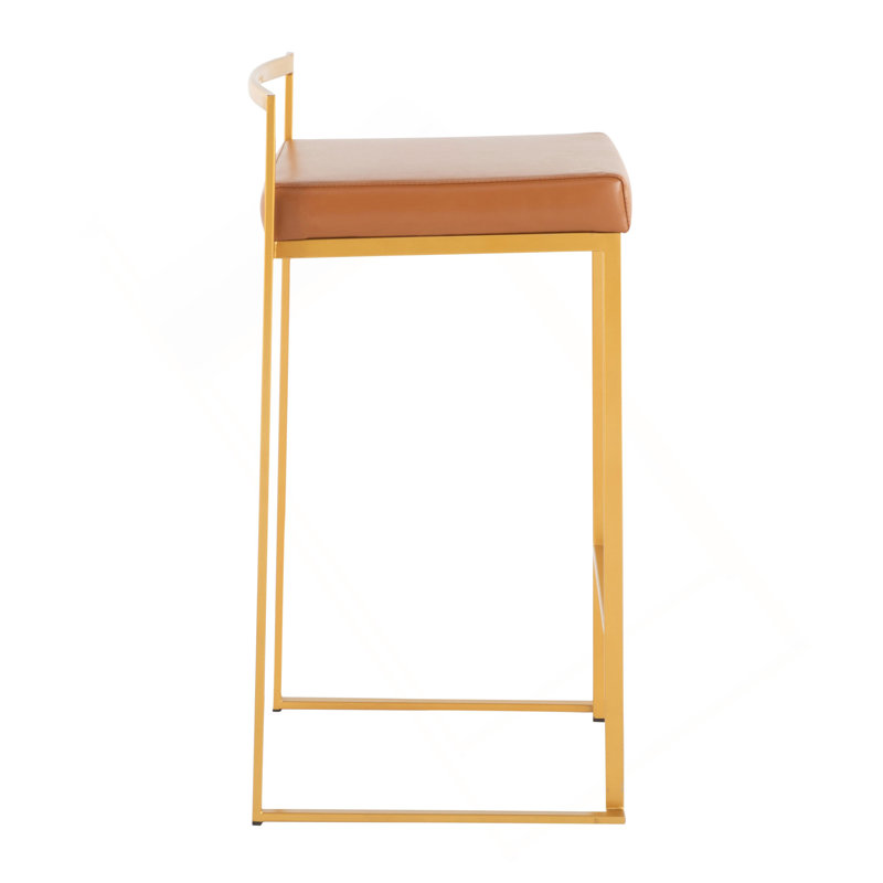 Tabouret de comptoir empilable Fuji, Doré, Chameau