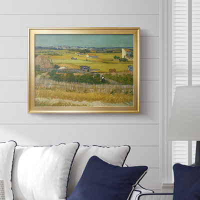 The Harvest (Harvest at La Crau, with Montmajour in the Background)-Vincent van Gogh-Framed Gallery Wrapped Canvas-1888