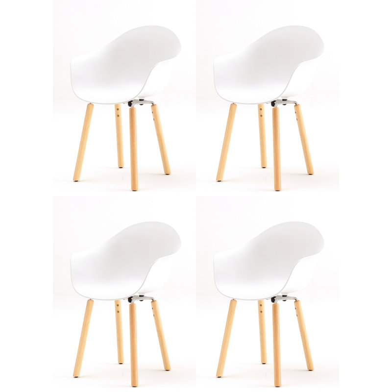 TA Armchair (Set of 4), White/Natural