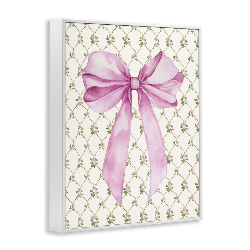 «Pink Bow on Rose Quilt», giclée encadrée par Petal Prints Design, H 14 po x l 11 po
