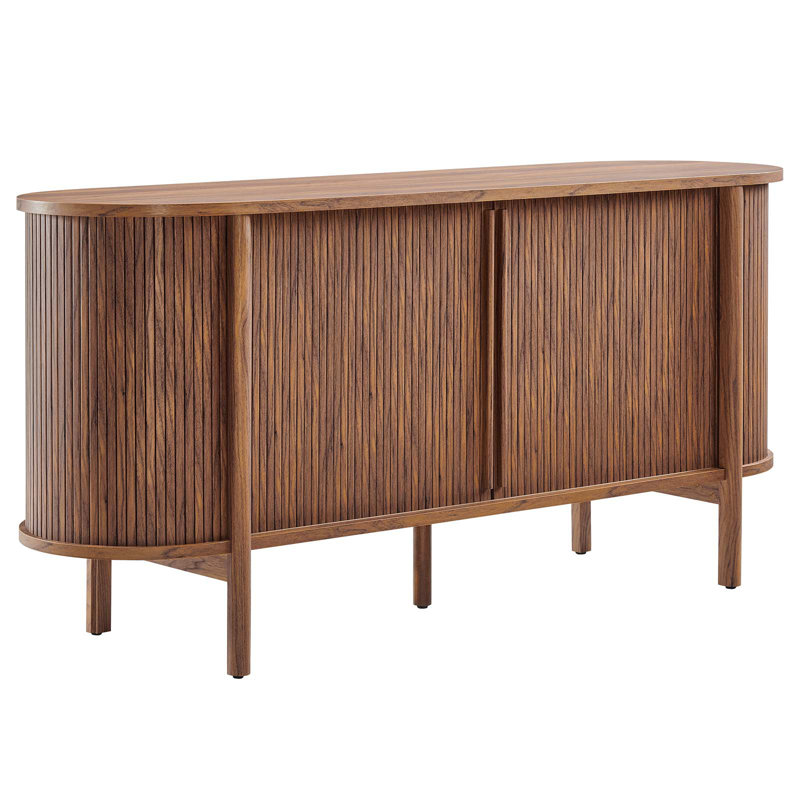Cadence 63" Walnut Curved Mid-Century Modern Sideboard