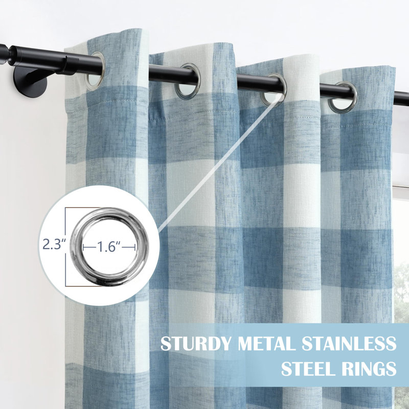 Adamantini Plaid Blackout Thermal Grommet Curtain Panels, 52" W x 84" L, Dusty Blue