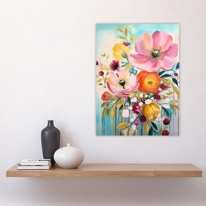 Flowers Bright Elegant Oil Painting Vibrant Spring Blooms Large Wall Unframed Art Poster Print Thick Paper 18X24 Inch