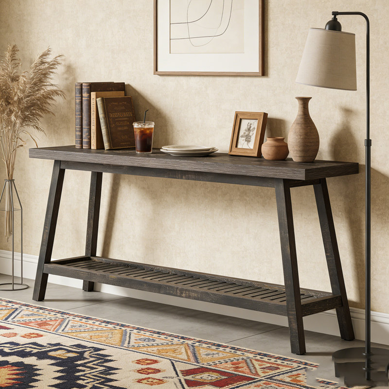 Farmhouse Entryway Table 2-Tier Sofa Table, Gray