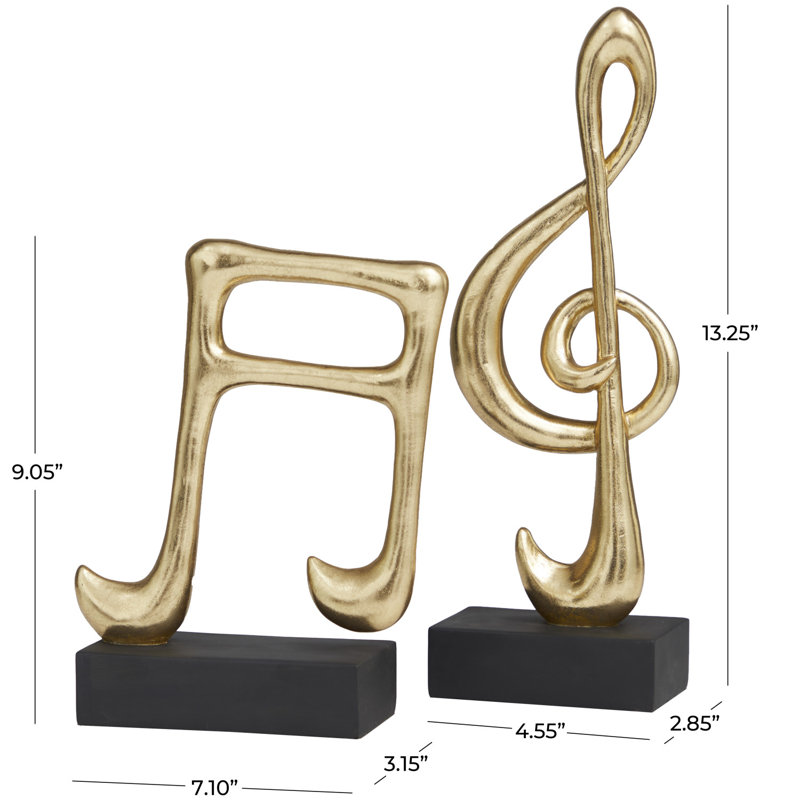 Sculpture The Mahnaz en résine avec notes de musique et base noire