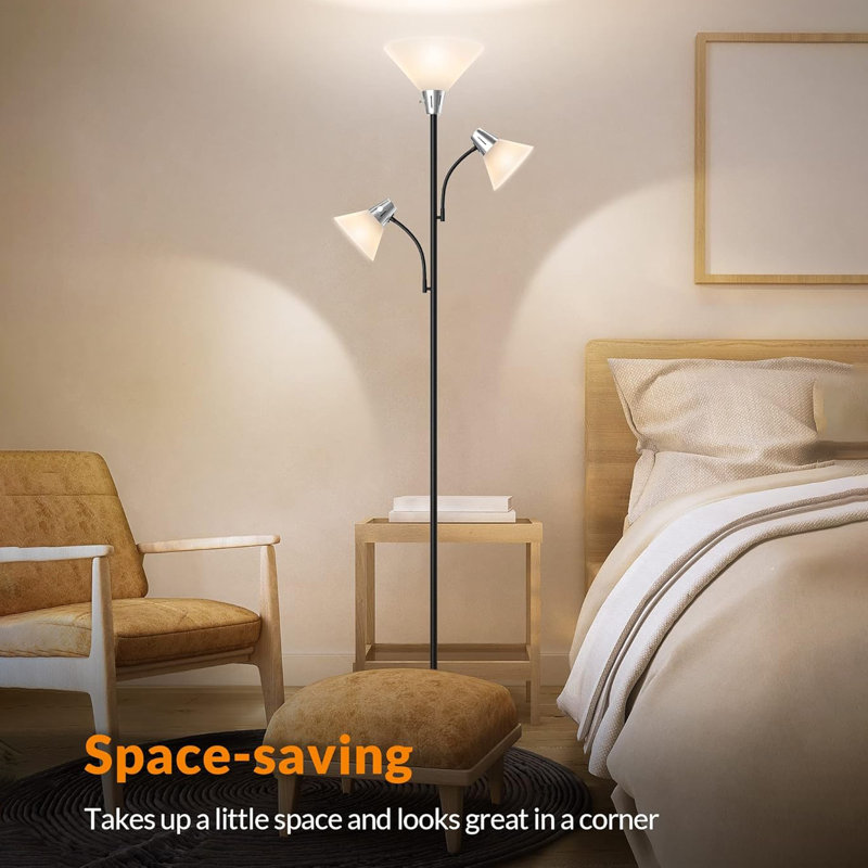 Lampe sur pied avec lampe remplaçable 3000k à économie d'énergie, moderne et lumineuse pour chambre à coucher, salon, bureau