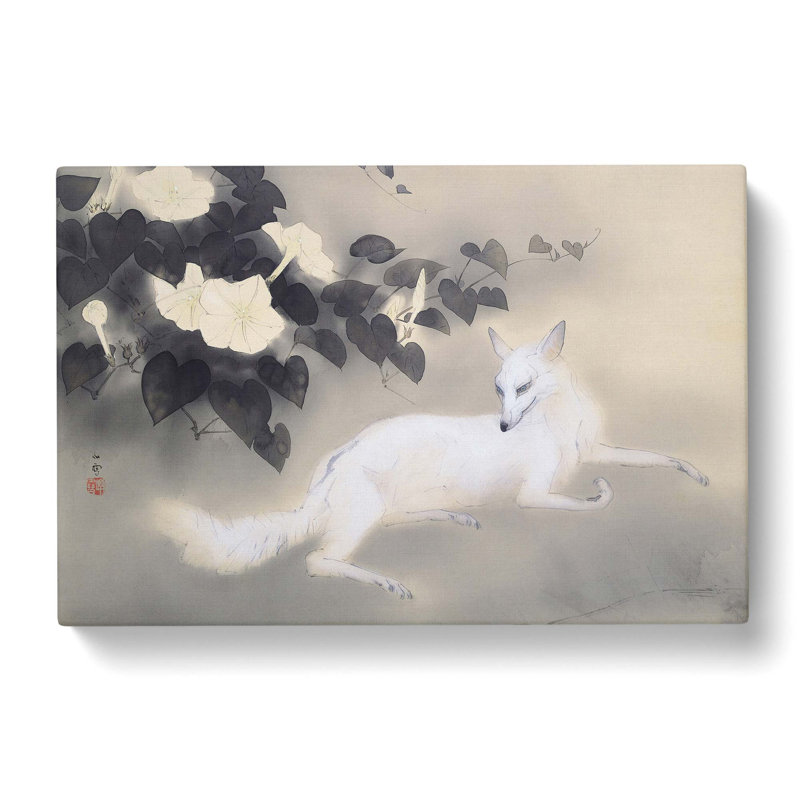 White Fox by Kansetsu Hashimoto - Wrapped Canvas Print, 35cm H x 50cm W x 3cm D