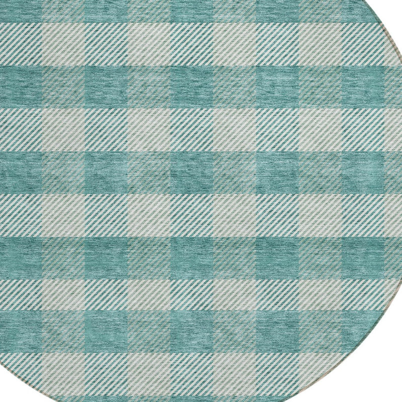 Tapis rond bleu sarcelle lavable 8 po