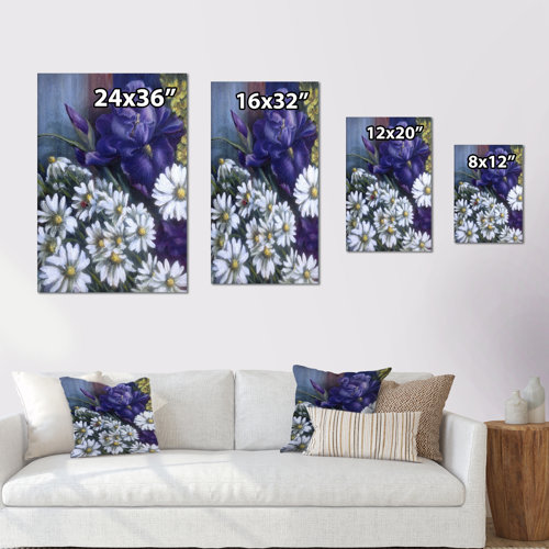 Winston Porter White And Purple Iris Daisies Blooming On Canvas ...