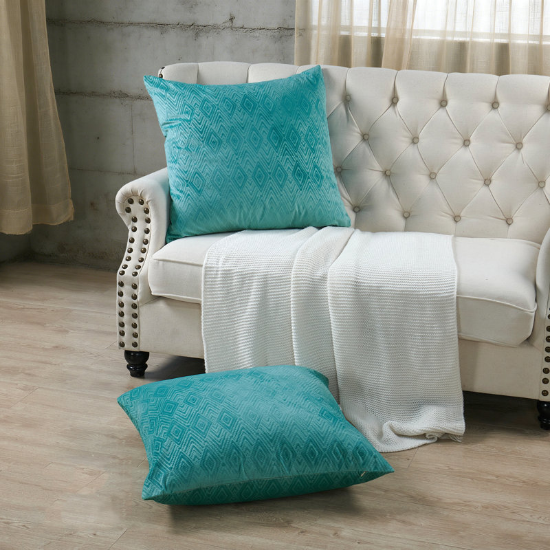 Ikat Velvet Euro Throw Pillow Covers, Storm Blue