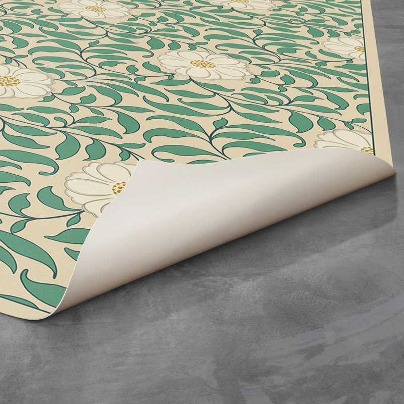 Hawarden Vinyl Floral Indoor Rug, Rectangle 1'9" x 2'8"