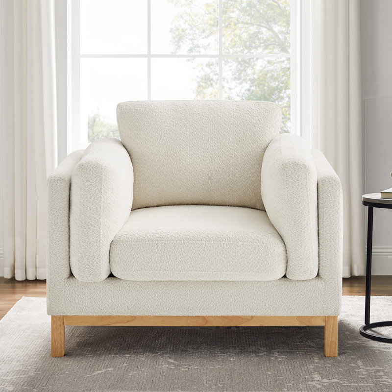 Fauteuil d'appoint surdimensionné 41,34 po Chanequa, Boucle blanc