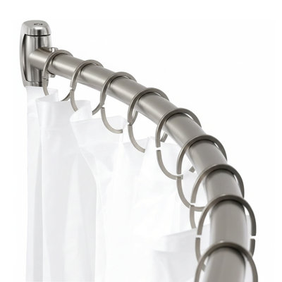 Tringle courbée ajustable pour rideau de douche, tringle de douche murale 44 "/ 73", finition nickel brossé