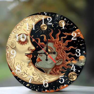 Horloge murale en bois 10 po, mouvement silencieux, à piles (piles AA non incluses), décor artistique, parfait pour les décorations