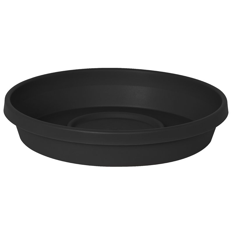 Traditional Plastic Indoor/Outdoor Saucer Tray, 3.5" H x 20" W x 20" D, Black