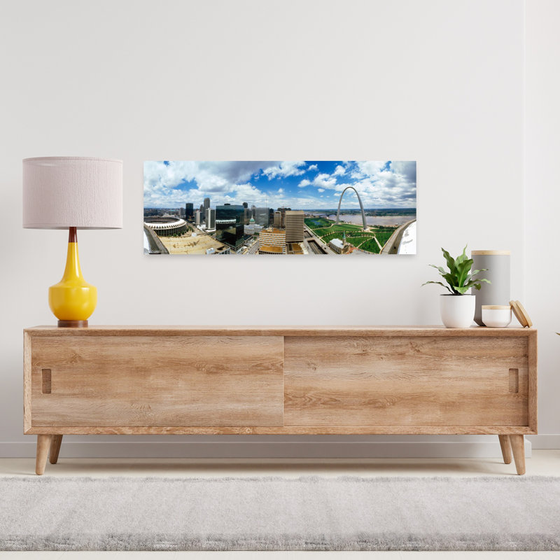 Buildings In A City Gateway Arch St. Louis Missouri USA by Mark Segal - Wrapped Canvas Panoramic Print