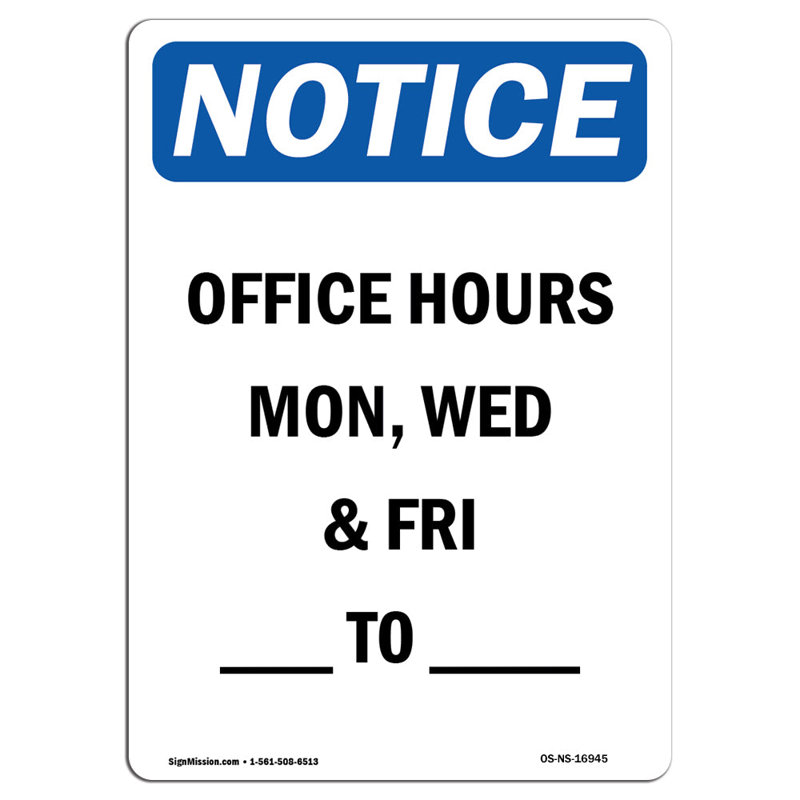 Signe des heures de bureau