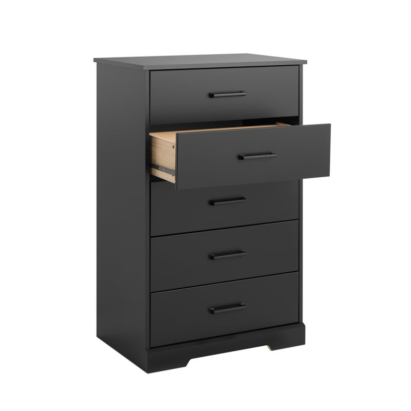Commode à 5 tiroirs Yazeed, Noir, noir, noir, noir