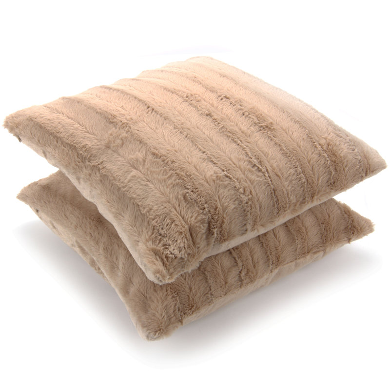 Housse de coussin en similifourrure, 18 po x 18 po, Sable