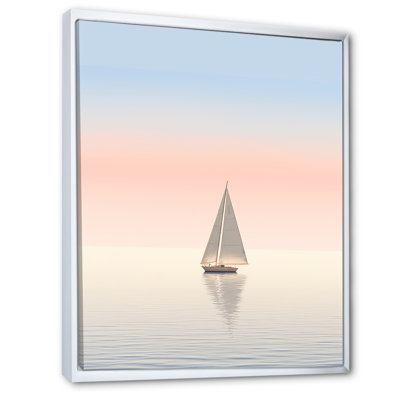 «Coastal Calm», photo de voilier rose et bleu sur toile