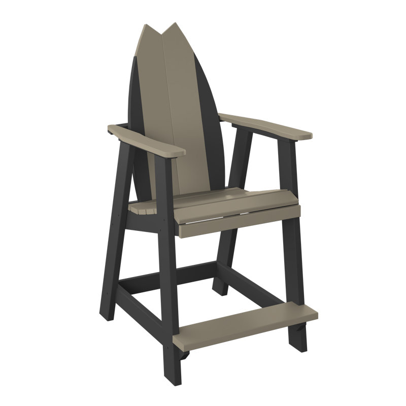  Chaise de balcon Surfboard - Tail. Bois vieilli et noir, Noir / bois patiné