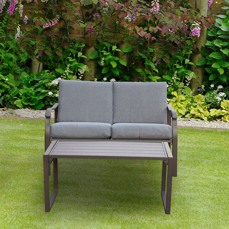 Patio Loveseat And Teapoy, Mushroom B