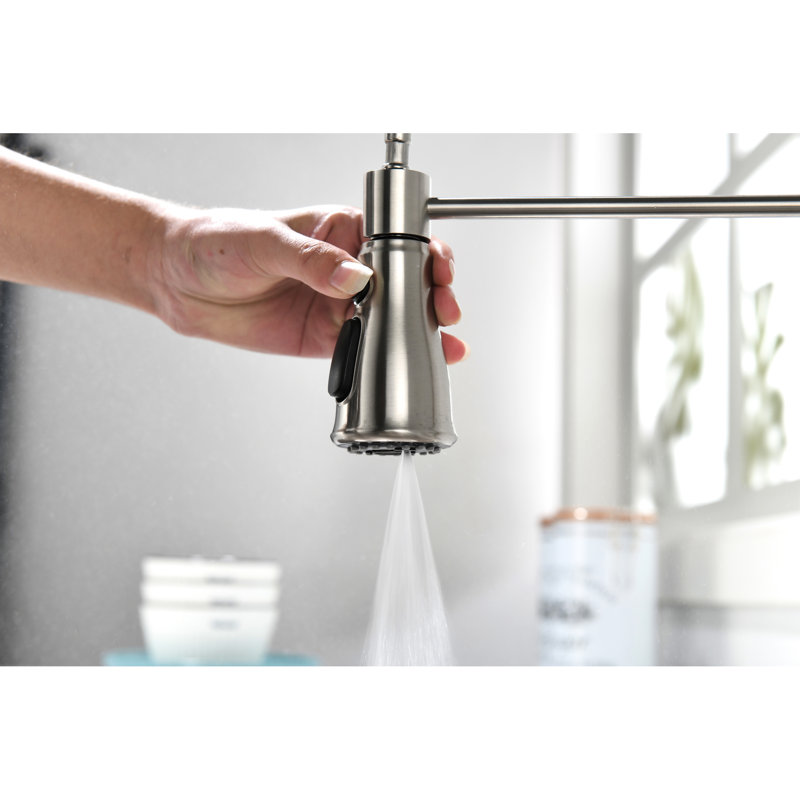360-Degree Rotating Pull Down Kitchen Faucet With Touch - Stainless Steel Body Rust Proof, User- Wrist Activation