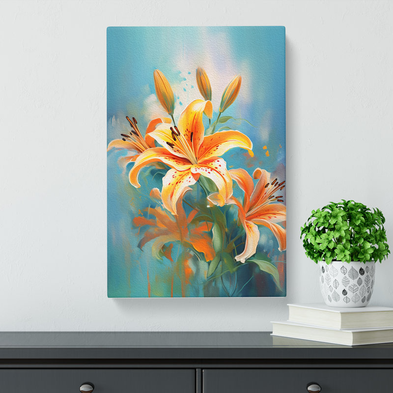 Lily Flower Impressionism Art No.2 - No Frame Print, 76cm H x 50cm W x 3cm D