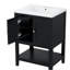 Meuble-lavabo minimaliste moderne de 24 po avec bol en céramique et tablettes ouvertes en bois massif-213078907