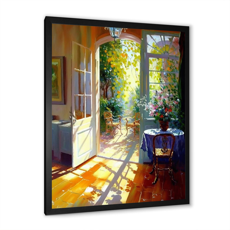 Après-midi soleil dans la maison du lac I - reproduction sur toile, Impression noire sur toile encadrée, L 12 po x H 20 po