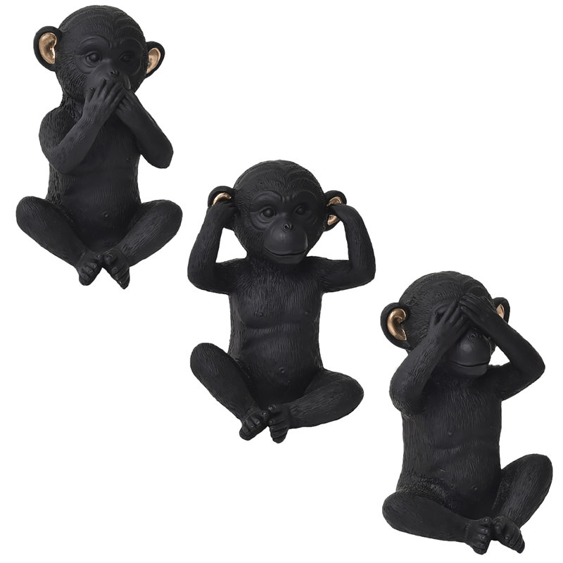 Zen Black and Gold Resin Buddha Figurine for Valentine's Day