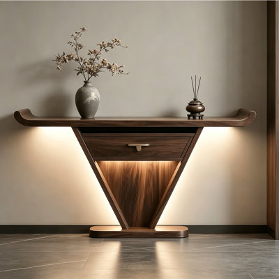 Modern-style solid wood console table.