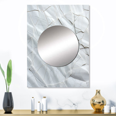 Conie Earth - Fossiles minimalistes blancs - Collages abstraits, miroir mural unique, art moderne